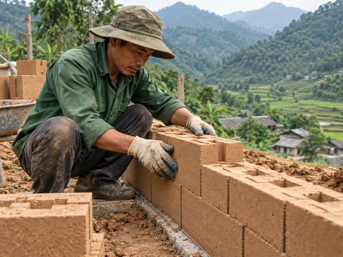 Thi công tường gạch ICCSEB